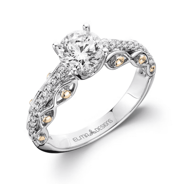 Diamond Engagement Ring 18KT White & Rose Gold Dia 0.20 CT, Center 1.0CT CZ